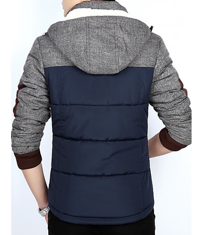 Men's Regular Padded Coat,Polyester Solid Long Sleeve