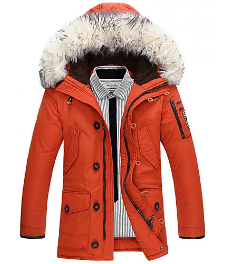 Men's Long Padded CoatCotton Solid Long Sleeve